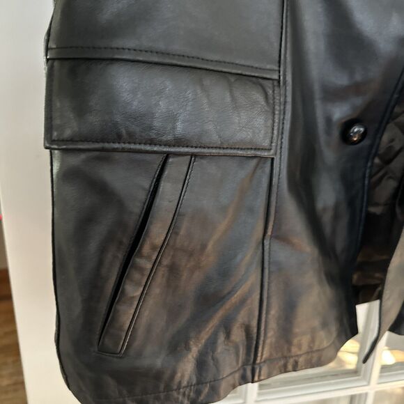 LA LEATHER California Leather Black Lined Coat Men's XL Button Vintage Jacket - Picture 10 of 16